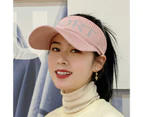 Baseball Cap Contrast Color Letter Print Sun Protection Hollow Out Baseball Hat for Running-Pink