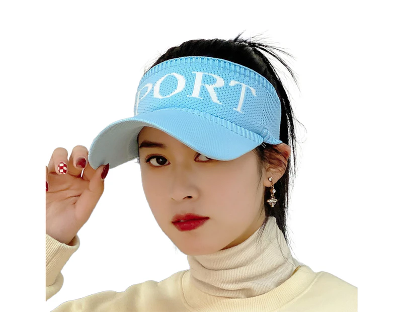 Baseball Cap Contrast Color Letter Print Sun Protection Hollow Out Baseball Hat for Running-Blue