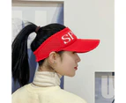 Baseball Cap Contrast Color Letter Print Sun Protection Hollow Out Baseball Hat for Running-Red