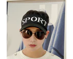 Baseball Cap Contrast Color Letter Print Sun Protection Hollow Out Baseball Hat for Running-Black