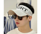 Baseball Cap Contrast Color Letter Print Sun Protection Hollow Out Baseball Hat for Running-White