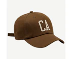 Baseball Cap Letter Embroidery Adjustable Men Unisex Sun Protection Women Hat for Sport-Brown