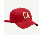 Baseball Cap Letter Embroidery Adjustable Men Unisex Sun Protection Women Hat for Sport-Red