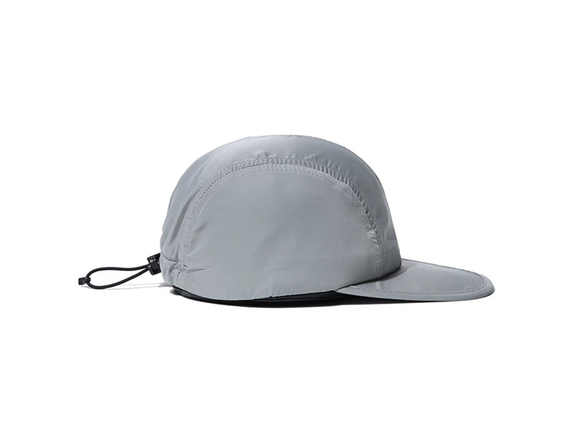 Baseball Cap Drawstring Sun Protection Solid Color Men Women Unisex Peaked Hat for Travel-Grey