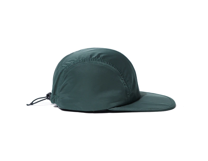 Baseball Cap Drawstring Sun Protection Solid Color Men Women Unisex Peaked Hat for Travel-Green