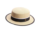 Beach Hat Large Brim UV-proof Flat Top Fashion Summer Women Visor Cap for Outdoor-Apricot