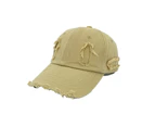 Baseball Cap Casual Distressed Wide Brim Adjustable Windproof Sun Protection Washed Low Profile Women Outdoor Hat for Daily Life-Khaki