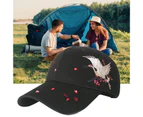Baseball Cap Casual Breathable Wide Brim Buckle Closure Windproof Sun Protection Adjustable Chinese Style Bird Flower Embroidery Outdoor Women Hat-Black