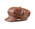 Beret Cap Solid Color Skin-friendly Vintage All-match Women Hat for Travel-Light Coffee