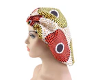 Bonnet Cap Floral Print African Style Satin Polyester Comfortable Hair Care Hat for Daily Wear-Yellow