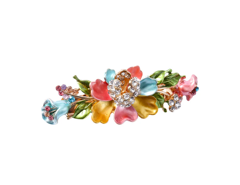 Hair Clip Shiny Stable Rhinestone Floral Decor Anti-slip Lady Hairpin Gift-3#