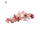 Hair Clip Shiny Stable Rhinestone Floral Decor Anti-slip Lady Hairpin Gift-10#