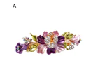 Hair Clip Shiny Stable Rhinestone Floral Decor Anti-slip Lady Hairpin Gift-1#