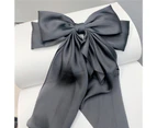 Girls Hair Clip Bow Ribbon Satin Accessory Korean Style Good Elasticity Hairpin Hair Accessories-Black
