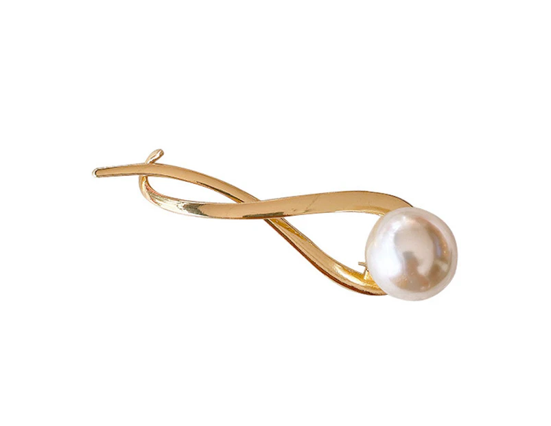 Women Hair Stick Curved Faux Pearl Jewelry Japan Korean Style Hair Clip Hair Accessories-Golden