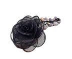Women Hair Clip Decorative Long-lasting Durable Nice Appearance Lightweight Refreshing Shiny Fabric Flower Decor Lady Hair Pin Gift-Black