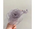 Women Hair Clip Decorative Long-lasting Durable Nice Appearance Lightweight Refreshing Shiny Fabric Flower Decor Lady Hair Pin Gift-Grey