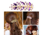 Fashion Women Leaf Alloy Crystal Rhinestone Hairpin Headband Hair Clip Accessory-Purple