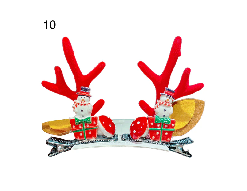 1 Pair Hair Clip Decorative Add Atmospheres Fabric Deer Ear Exquisite Xmas Hairpin for Home-10#