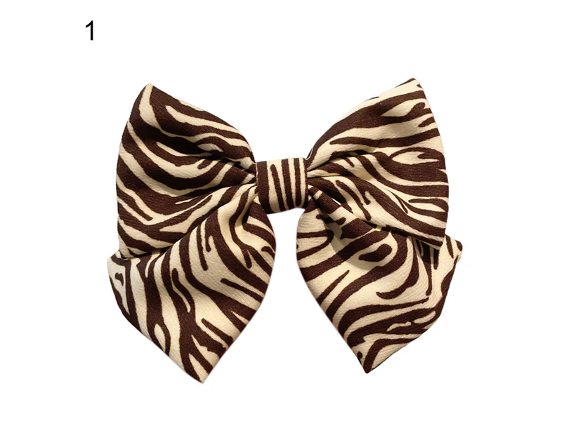 Hair Clip Exquisite Eye-catching Easy to Use Charming Leopard Bow Hair Clip for Girls-1#