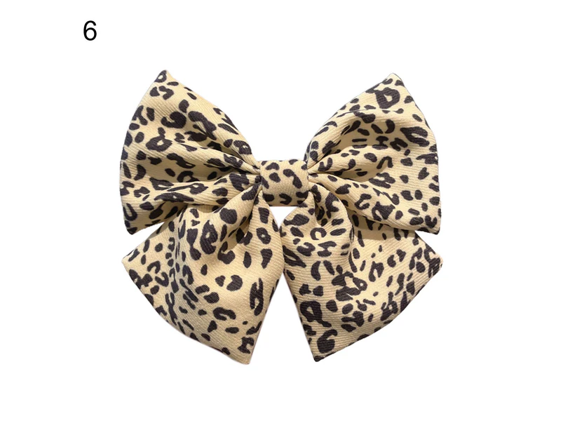Hair Clip Exquisite Eye-catching Easy to Use Charming Leopard Bow Hair Clip for Girls-6#