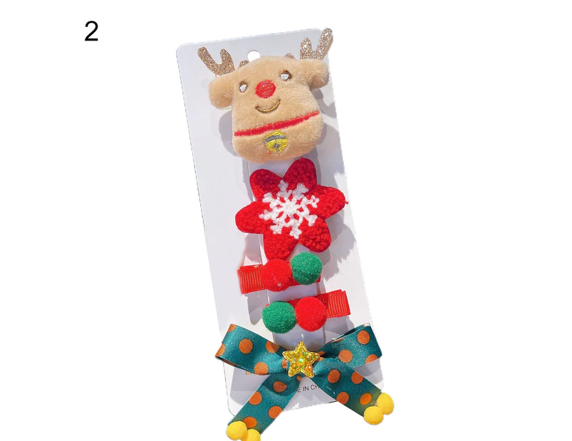 5Pcs Hair Clip Decorative Adorable Cartoon Christmas Tree Bell Cute Children Hairpin for Girl-2#