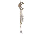 Shiny Retro Alloy Hair Clip Moon Rhinestone Beads Dangle Hairpin Jewelry Gift-Bronze