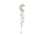 Shiny Retro Alloy Hair Clip Moon Rhinestone Beads Dangle Hairpin Jewelry Gift-Golden
