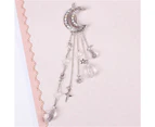 Shiny Retro Alloy Hair Clip Moon Rhinestone Beads Dangle Hairpin Jewelry Gift-Silver