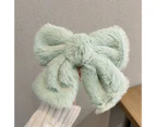 Large Bow-knot Hair Clip Delicate Flannel Comfortable to Touch Girls Hairpin for Daily Life-Light Green