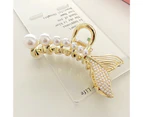 Crossing Teeth Strong Claws Big Hair Clip Multifunctional Women Fishtail Faux Pearl Large Barrette Styling Accessories-1#