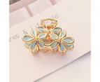 Bright Color Crossing Teeth Big Hair Clip Alloy Sweet Flower Shape Hair Claw Styling Tool-Mint Green