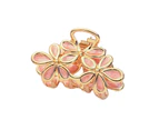 Bright Color Crossing Teeth Big Hair Clip Alloy Sweet Flower Shape Hair Claw Styling Tool-Pink