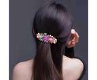 Shiny Rhinestone Faux Pearls Decor Hair Barrette Colorful Flower Shape Girls Hair Clip DIY Styling Accessories-4#