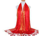 Fashion Women Muslim Long Soft Cotton Shawl Luxury Scarf Tassel Stole Wrap-Red