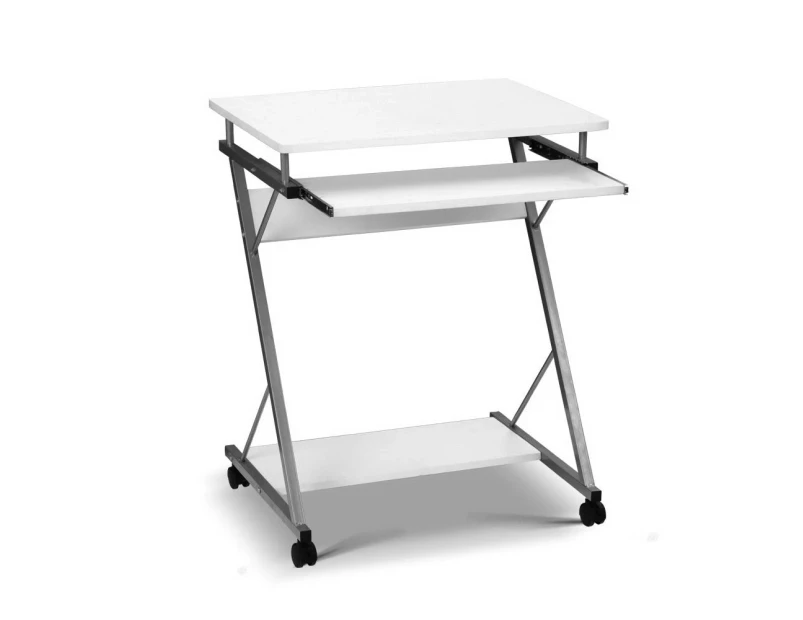 Artiss Metal Pull Out Table Desk - White