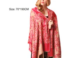 Scarf Tassels Style Vintage Smooth Cotton Shawl Scarf for Autumn-Red