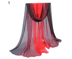 Scarf Stylish Gradient Color Soft Material Women Long Chiffon Shawl for Beach-#1