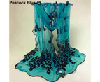 Women Fashion Peacock Flower Embroidered Lace Scarf Long Soft Wrap Shawl Stole-Peacock Blue
