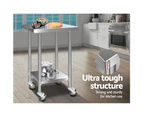 Cefito 610x610mm Stainless Steel Kitchen Bench with Wheels 430