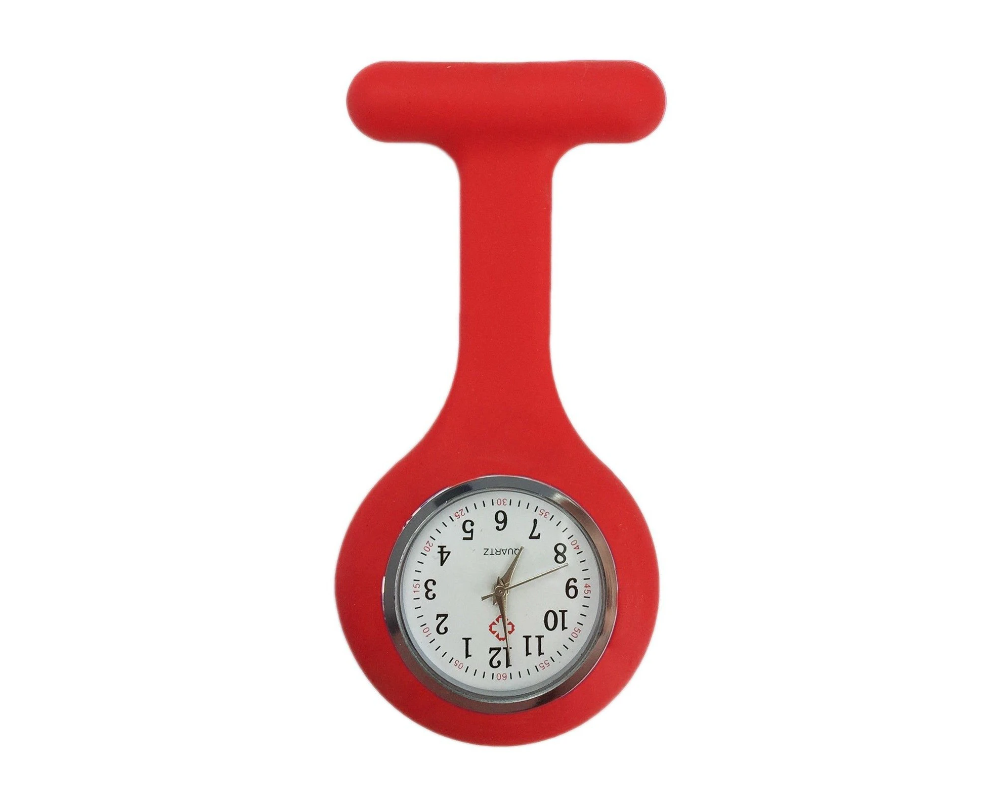 Silicone Nurse Watch Brooch Tunic Fob Nursing Nurses Pendant Pocket Watch - Red