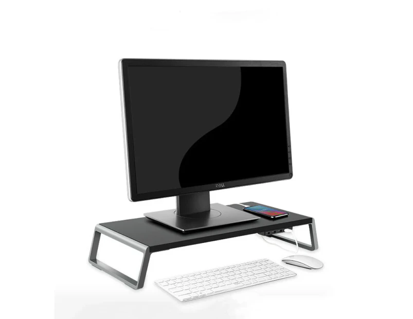 WIWU Simple Monitor Stand Riser Desk Organizer Stand with USB Interface-Black