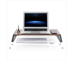 WIWU Simple Monitor Stand Riser Desk Organizer Stand with USB Interface-Dark Wood Grain