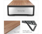 WIWU Simple Monitor Stand Riser Desk Organizer Stand with USB Interface-Dark Wood Grain