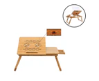 WIWU Adjustable Portable Laptop Desk with Tilting Top Drawer And Fan-Brown