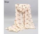 Women' Fashion Horse Animal Print Large Soft Long Scarf Shawl Stole Gift-Beige