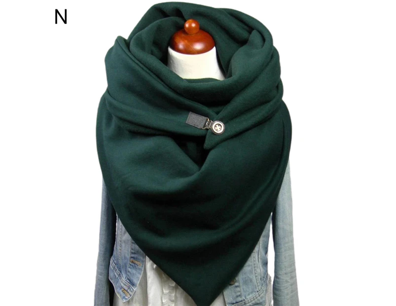 Women Winter Butterfly Star Print Button Soft Neck Wrap Thick Warm Scarf Shawl-N