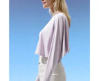 Women Summer Shawl Solid Color Super Breathable Long Sleeves Cardigan Anti-UV Sunshade Sunscreen Coat for Outdoor-Purple