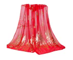 Chiffon Scarf Stylish Practical Beauty Girl Wrap Shawl for Daily Wear-Red