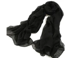 150x180cm Women Chiffon Solid Color Plus Size Scarf Soft Wrap Cover Cape Shawl-Black
